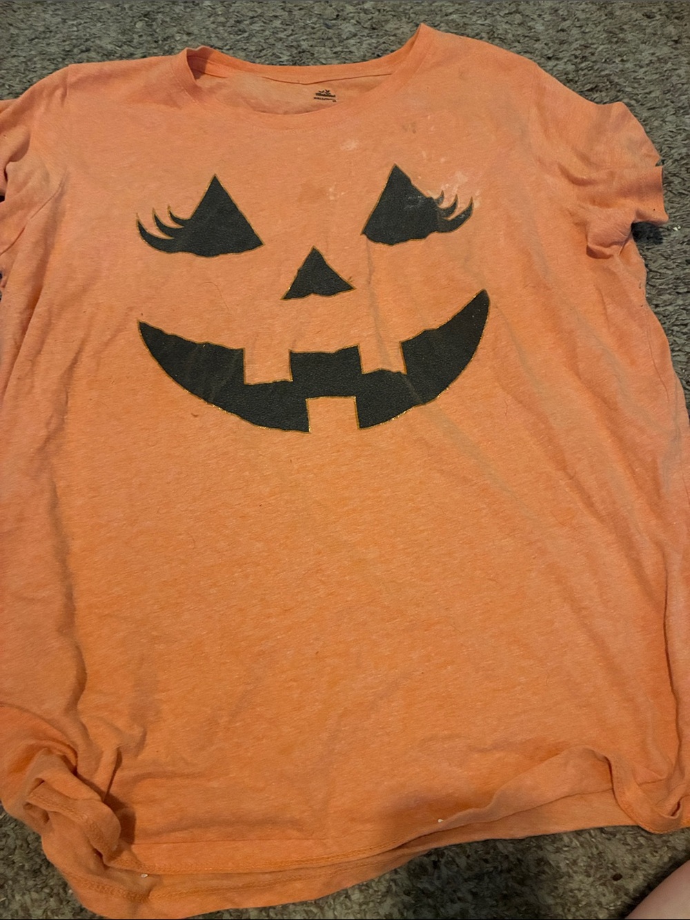 Women’s Orange Pumpkin Face Costume Tee